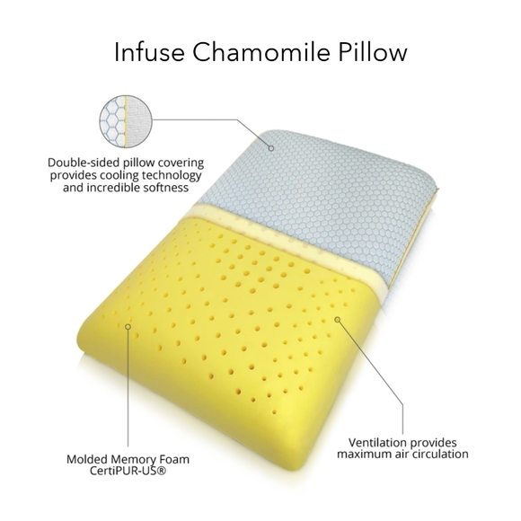 Memory Foam Pillow INFUSE Chamomile Infused - Picture 1 of 6